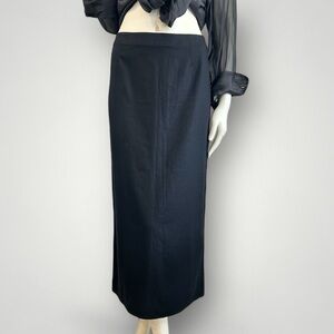 Handmade Black Raw Silk Maxi Pencil Skirt